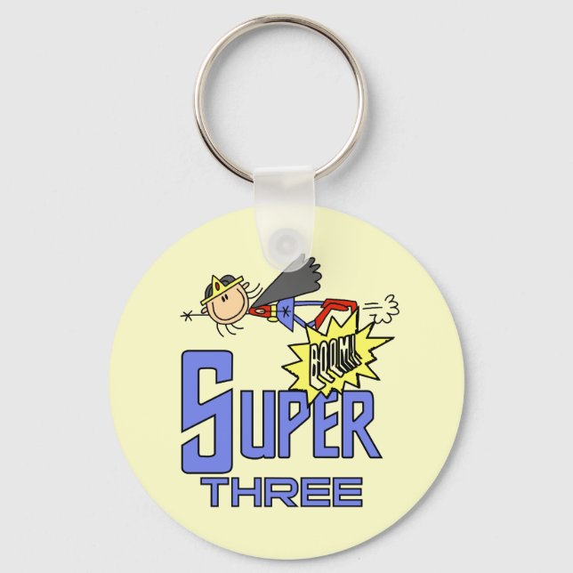Superhero Girl 3rd Birthday Tshirts and Gifts Key Ring (Front)