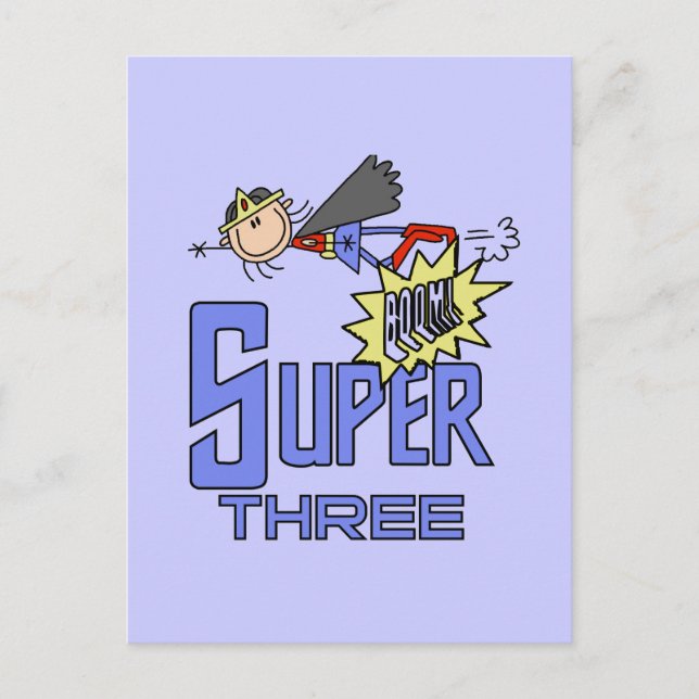 Superhero Girl 3rd Birthday Tshirts and Gifts Postcard (Front)