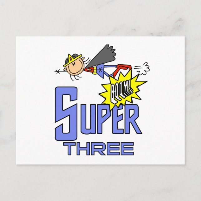 Superhero Girl 3rd Birthday Tshirts and Gifts Postcard (Front)
