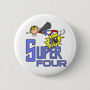 Superhero Girl 4th Birthday Tshirts and Gifts 6 Cm Round Badge