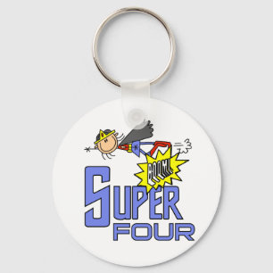 Superhero Girl 4th Birthday Tshirts and Gifts Key Ring