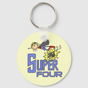 Superhero Girl 4th Birthday Tshirts and Gifts Key Ring