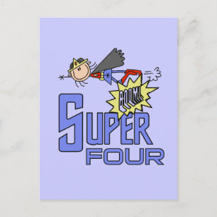 Superhero Girl 4th Birthday Tshirts and Gifts Postcard