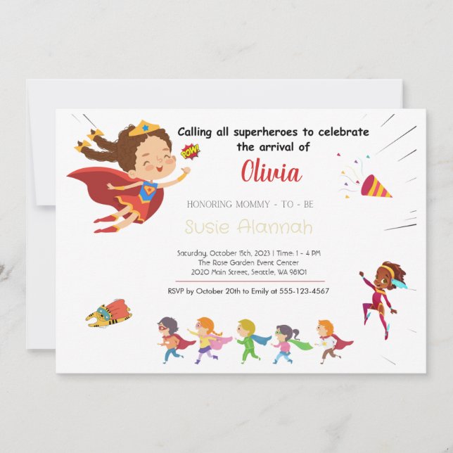 Superhero Girl Baby Shower Invitation (Front)