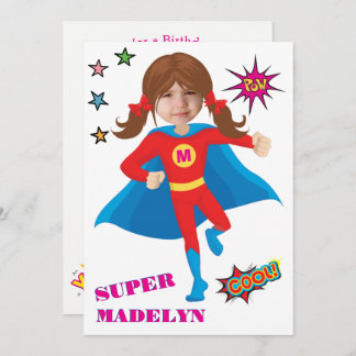 Superhero Girl Birthday Comic ⚡ Fun Fab USA Invitation