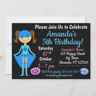 Superhero Girl Birthday Invitation