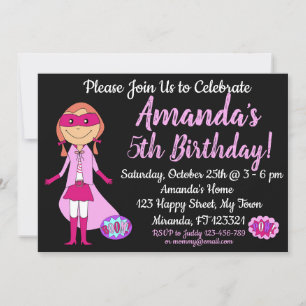 Superhero Girl Birthday Invitation
