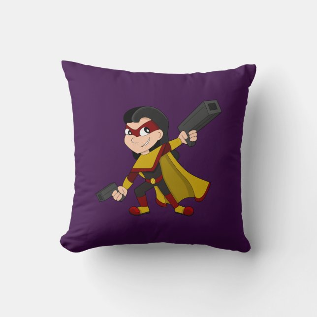 Superhero girl cartoon cushion (Front)