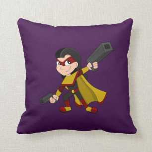 Superhero girl cartoon cushion