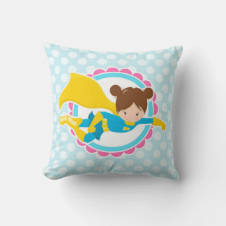 Superhero Girl - Cute Flying Hero In Cape Cushion