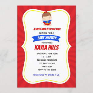 Superhero Girl Invitations Baby Shower / Birthday