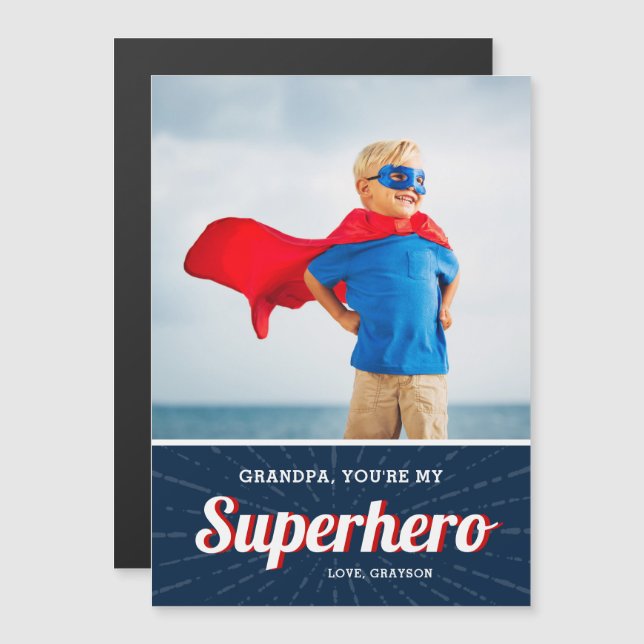 Superhero Grandpa Father's Day Photo Card Magnet (Front/Back)