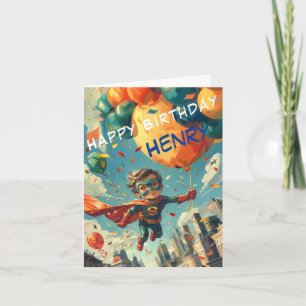 Superhero Happy Birthday Design for Kids Card