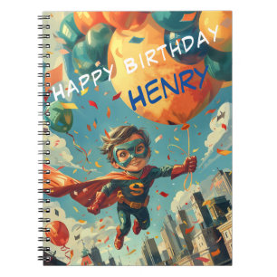 Superhero Happy Birthday Design for Kids Notebook