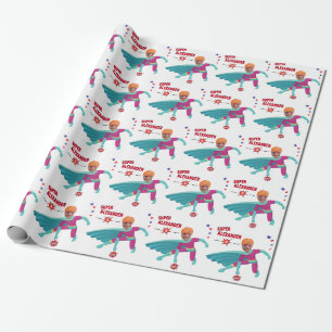 Superhero Happy Boy Fantastic Fun Birthday Gift Wrapping Paper