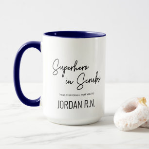 Superhero in Scrubs Personalized Thank you Nurse Mug