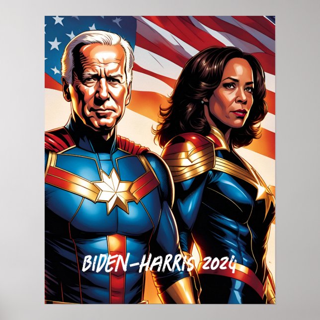 Superhero Joe Biden and Kamala Harris  Poster (Front)