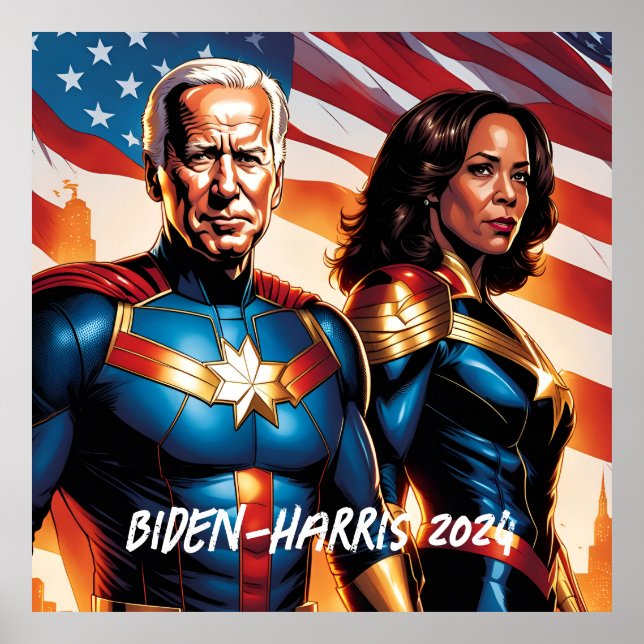 Superhero Joe Biden and Kamala Harris  Poster (Front)