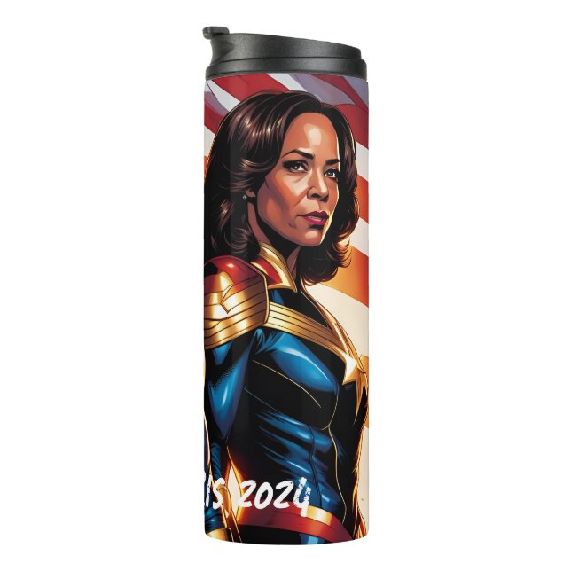 Superhero Joe Biden and Kamala Harris  Thermal Tumbler (Rotated Right)