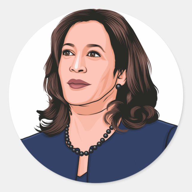 SUPERHERO KAMALA HARRIS CLASSIC ROUND STICKER (Front)