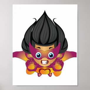 Superhero Kid Flying Digital Art   Printable Art Poster
