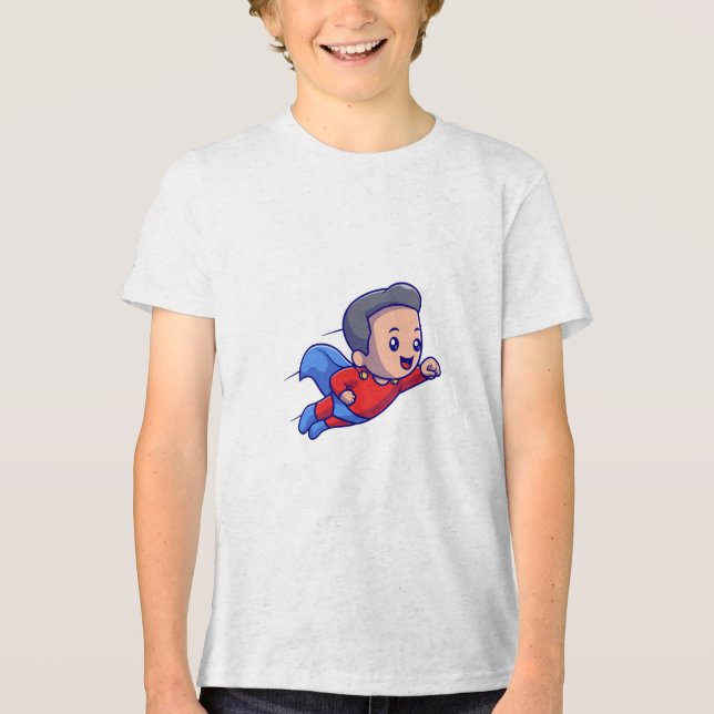 Superhero Kid   Fun Flying Hero Graphic tshirt (Front)