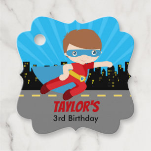 Superhero Kids Birthday Party Favour Tags (Boys)