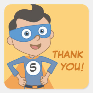 Superhero Kids Birthday Party Thank You Stickers