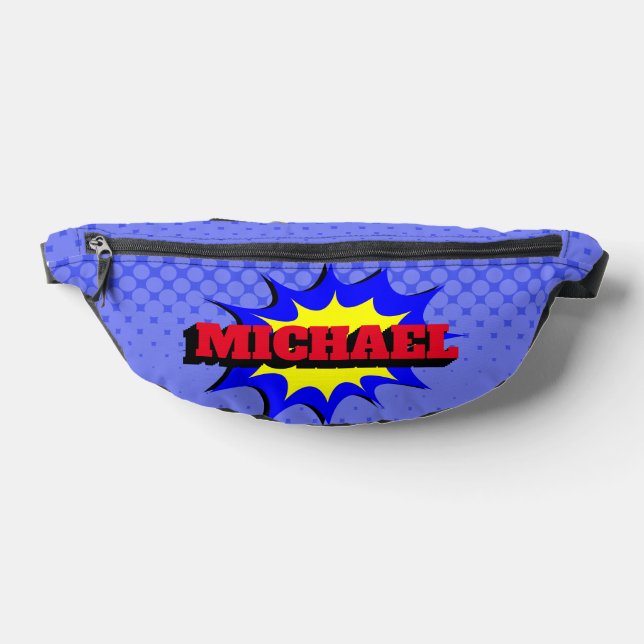 Superhero Kids Comic Book Personalised Name Bum Bags (Lay Down)