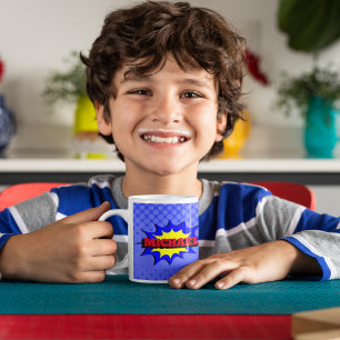 Superhero Kids Comic Book Personalised Name Coffee Mug