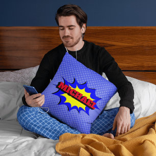 Superhero Kids Comic Book Personalised Name  Cushion