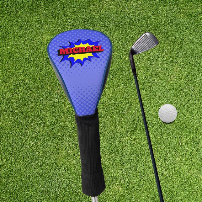 Superhero Kids Comic Book Personalised Name Golf Head Cover (Creator Uploaded)