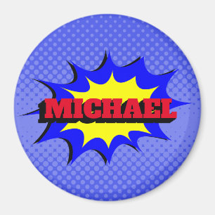 Superhero Kids Comic Book Personalised Name Magnet
