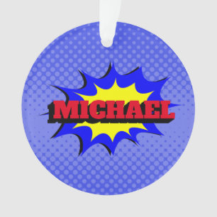 Superhero Kids Comic Book Personalised Name Ornament