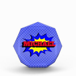 Superhero Kids Comic Book Personalised Name Photo Block