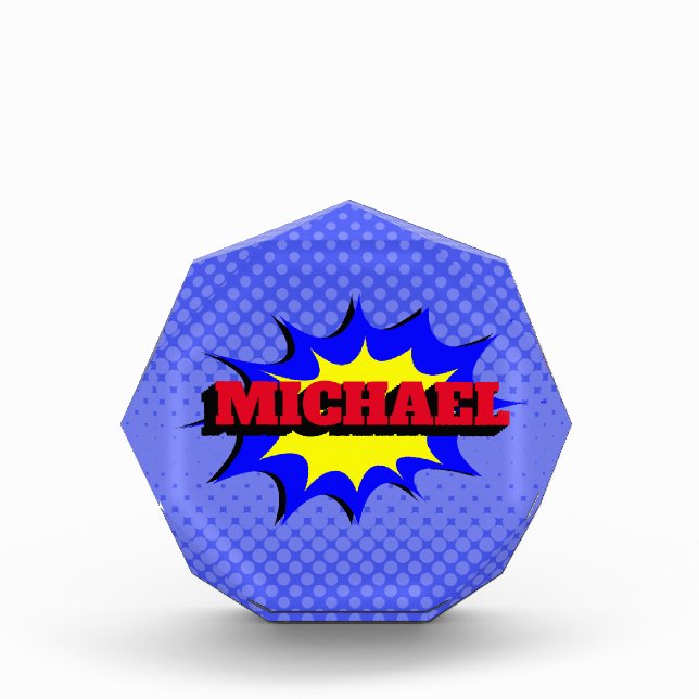 Superhero Kids Comic Book Personalised Name Photo Block (Front)