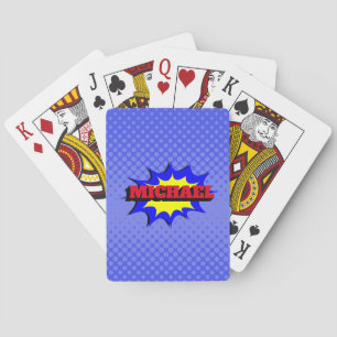 Superhero Kids Comic Book Personalised Name Playing Cards