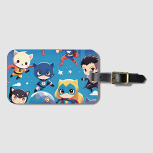 Superhero kids flying high luggage tag