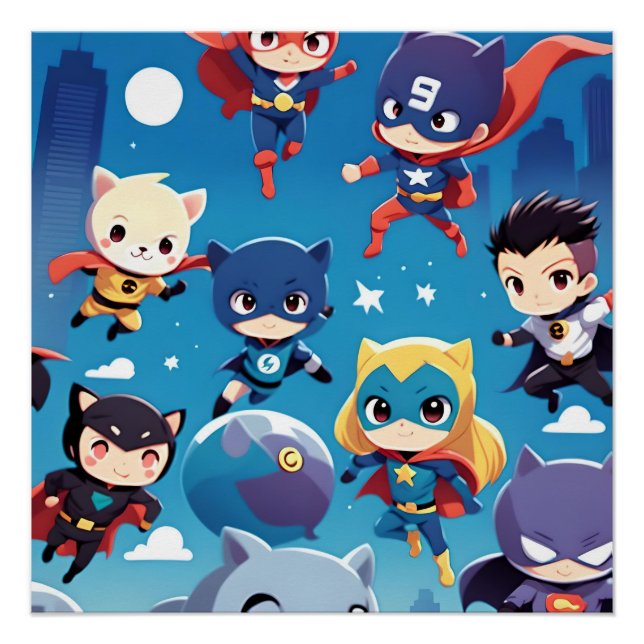 Superhero kids flying high poster (Front)