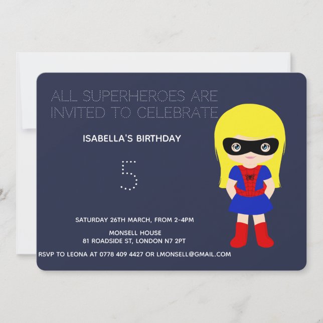 Superhero Kids Girls Birthday Party Invitation (Front)