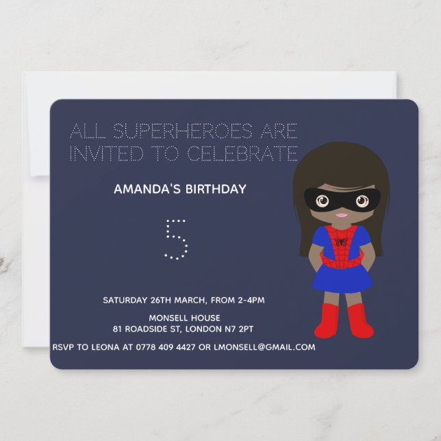 Superhero Kids Girls Birthday Party Invitation (Front)