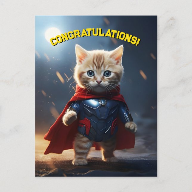 Superhero Kitten Postcard (Front)