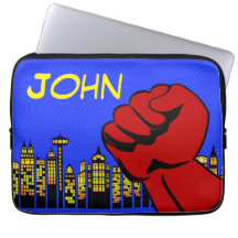 Superhero laptop case with custom name