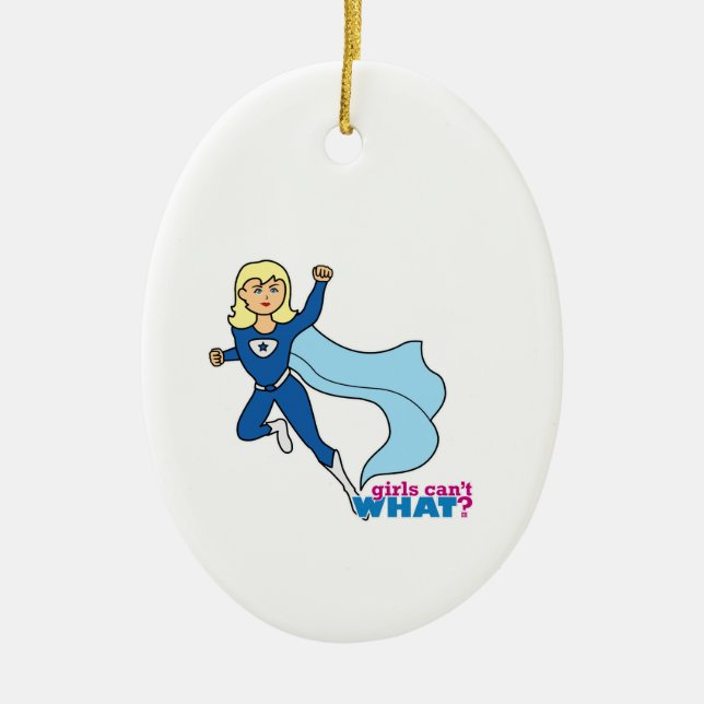 Superhero - Light/Blonde Ceramic Tree Decoration (Front)