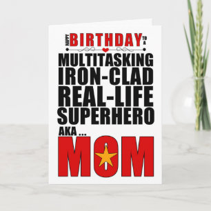 Superhero Mom Birthday Typography Comic Book Card