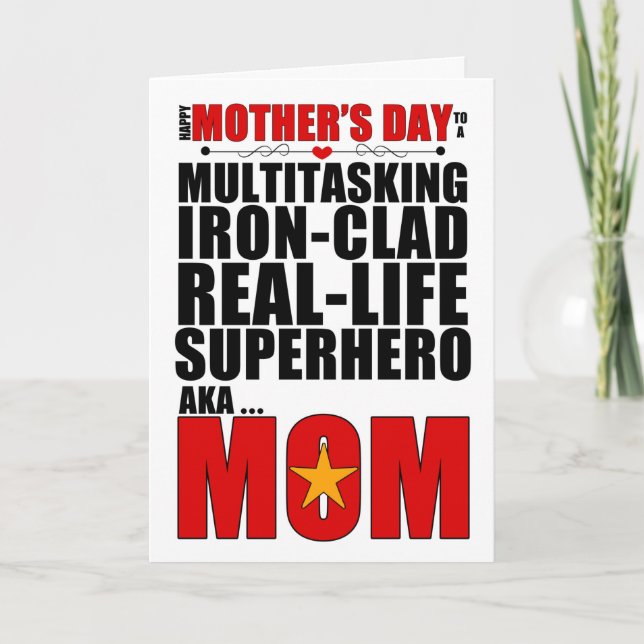 Superhero Mum Mother's Day Typography Card (Front)