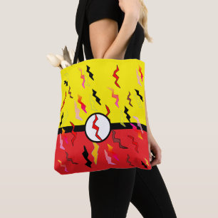 Superhero of All Things Yellow Red Lighting Bolts Tote Bag