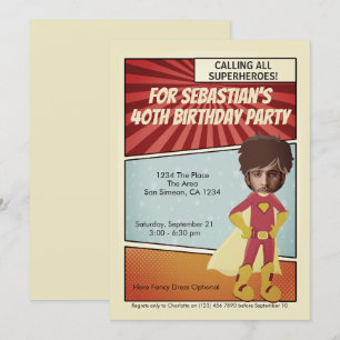 Superhero Old Comic Novelty Birthday Party Invitation