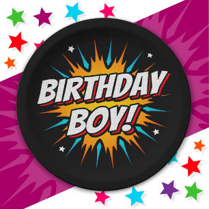 Superhero Party Comic Book Hero Birthday Boy Paper Plate