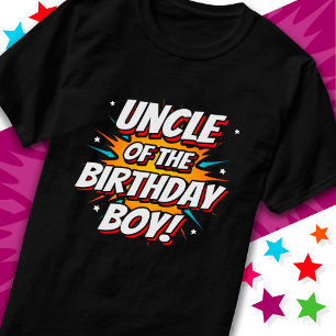 Superhero Party Comics Uncle of Birthday Boy T-Shirt
